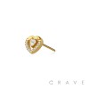 316L SURGICAL STEEL THREADLESS PUSH IN CZ DOUBLE HEART TOP PART